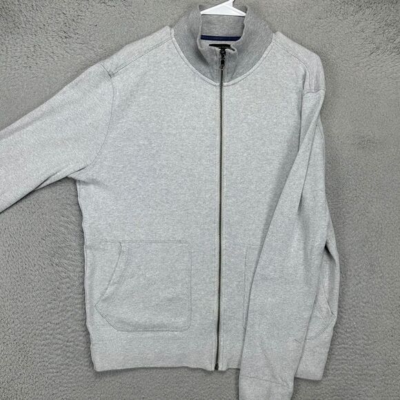 Banana Republic Full Zip Jacket Mens Large Gray Sweatshirt Cotton Long Sleeve